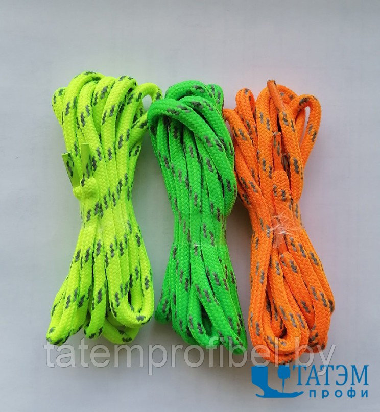 Шнурки обувные c СВ полосой (зеленые, оранжевые, салатовые) 100 см - фото 1 - id-p221662923