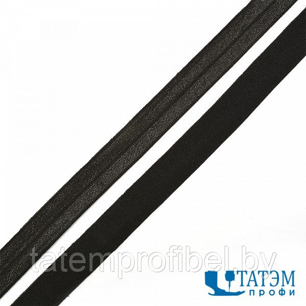 Косая бейка эластичная 15 мм, черная, катушка 100 м - фото 1 - id-p221662932