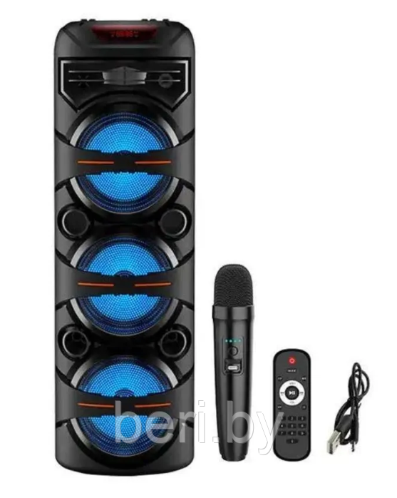 ZQS-8302 Портативная блютуз колонка BT Speaker, Пульт ДУ Проводной микрофон - фото 1 - id-p221664075