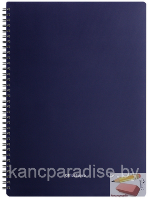 Блокнот А5 OfficeSpace Base, 48 листов, на гребне, обложка пластиковая, синяя, арт.Т48спк