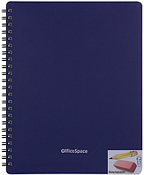 Блокнот А5 OfficeSpace Base, 60 листов, на гребне, обложка пластиковая, синяя, арт.Т60спкП_35437