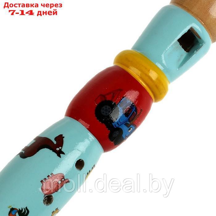 Игрушка деревянная Синий ТРАКТОР Дудочка 23 см STR29 - фото 3 - id-p221612995