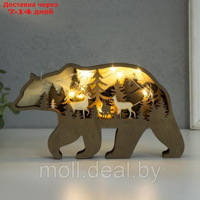 Сувенир дерево свет "Бурый медведь" 18х10 см