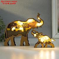 Сувенир дерево свет "Африканский слон со слонёнком" набор 2 шт 16х19 см