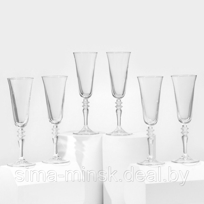 Набор бокалов для шампанского стеклянный Vintage, 190 мл, 6 шт - фото 1 - id-p221668660