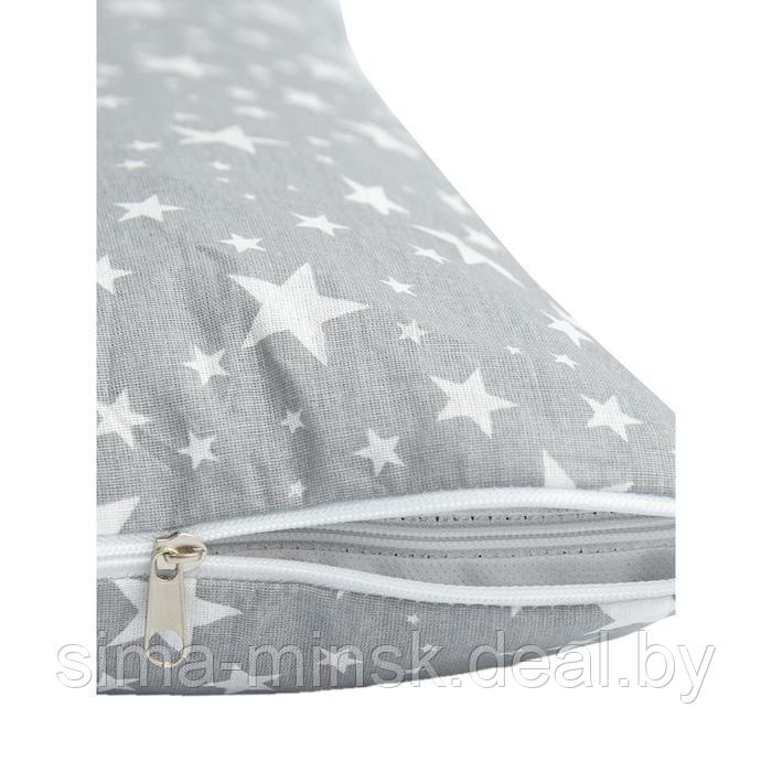 Подушка ортопедическая валик с лузгой гречихи, размер 20х50 см, звезды, цвет серый - фото 3 - id-p221669207