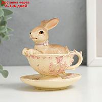 Сувенир полистоун "Кролик в ажурной чашечке" 8х7х8 см