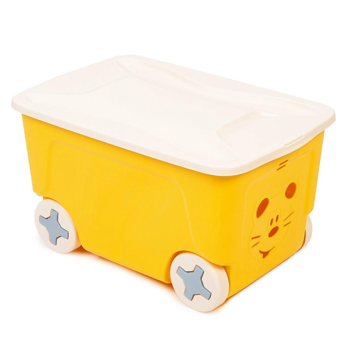 Детский ящик для игрушек COOL на колесах 50 литров, цвет жёлтый - фото 1 - id-p221669256