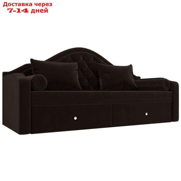 Прямой детский диван "Сойер", механизм выкатной, микровельвет, цвет коричневый - фото 1 - id-p221614766