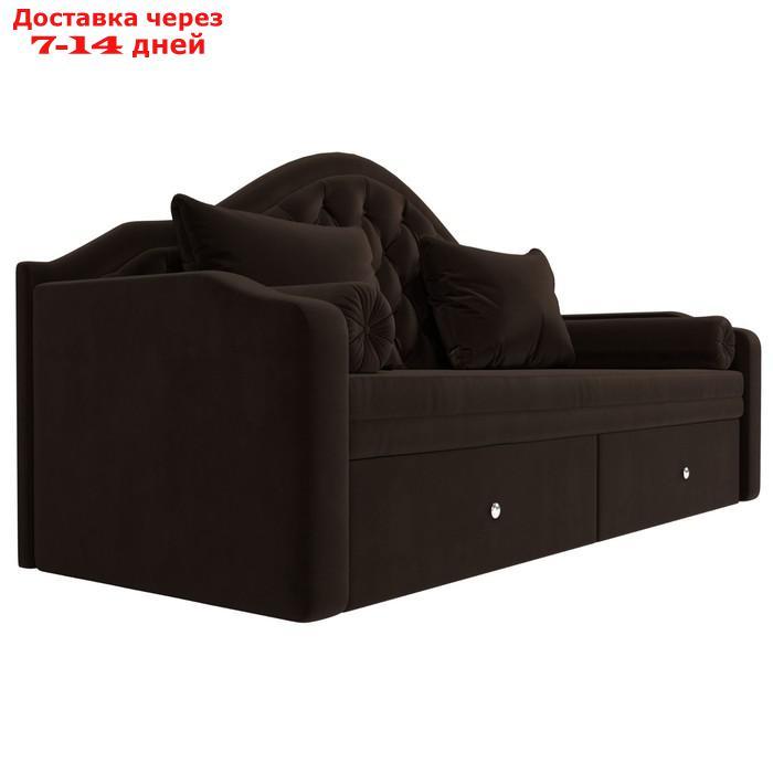 Прямой детский диван "Сойер", механизм выкатной, микровельвет, цвет коричневый - фото 3 - id-p221614766