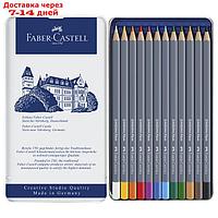 Карандаши акварельные набор 12 цветов, Faber-Castell Goldfaber Aqua, в металлическом пенале