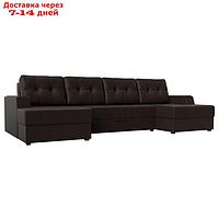 П-образный диван "Амир", механизм еврокнижка, экокожа, цвет коричневый