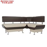 Кухонный угловой диван "Альфа", экокожа, цвет бежевый / коричневый