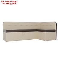 Кухонный угловой диван "Форест", механизм дельфин, экокожа, цвет коричневый / бежевый