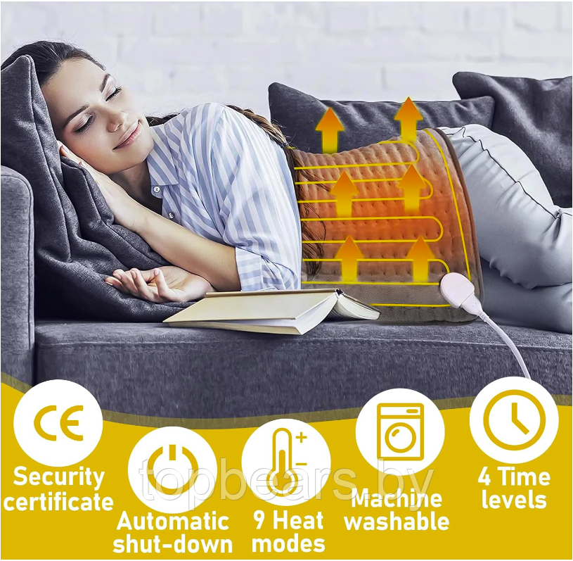 Электрогрелка плюшевая Heating Pad D3060, 75W, 60 х 30 см (220V, 9 режимов, 4 режима таймера) - фото 6 - id-p221674753