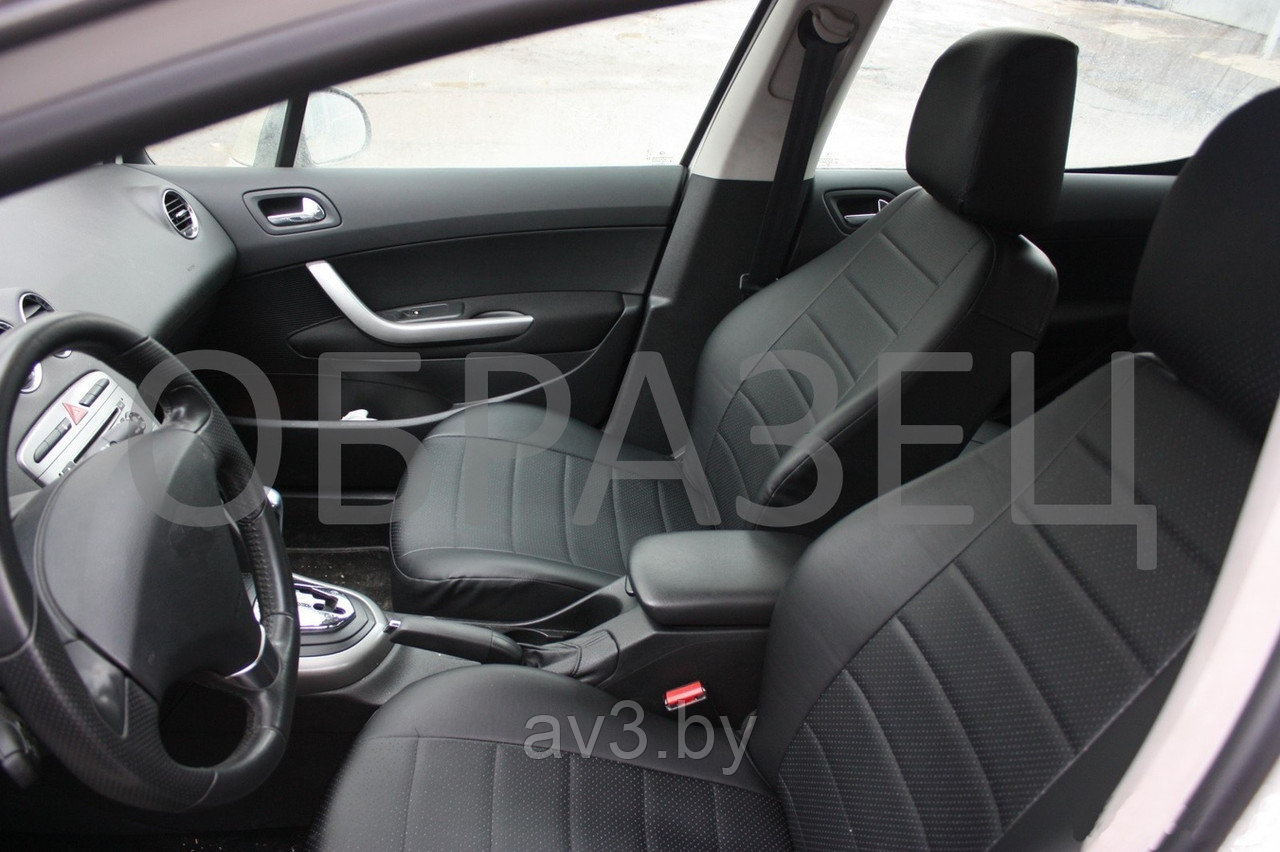 Чехлы на сиденья Nissan Almera G15, 2013-2022, спинка делится, Экокожа, черная - фото 5 - id-p93760082