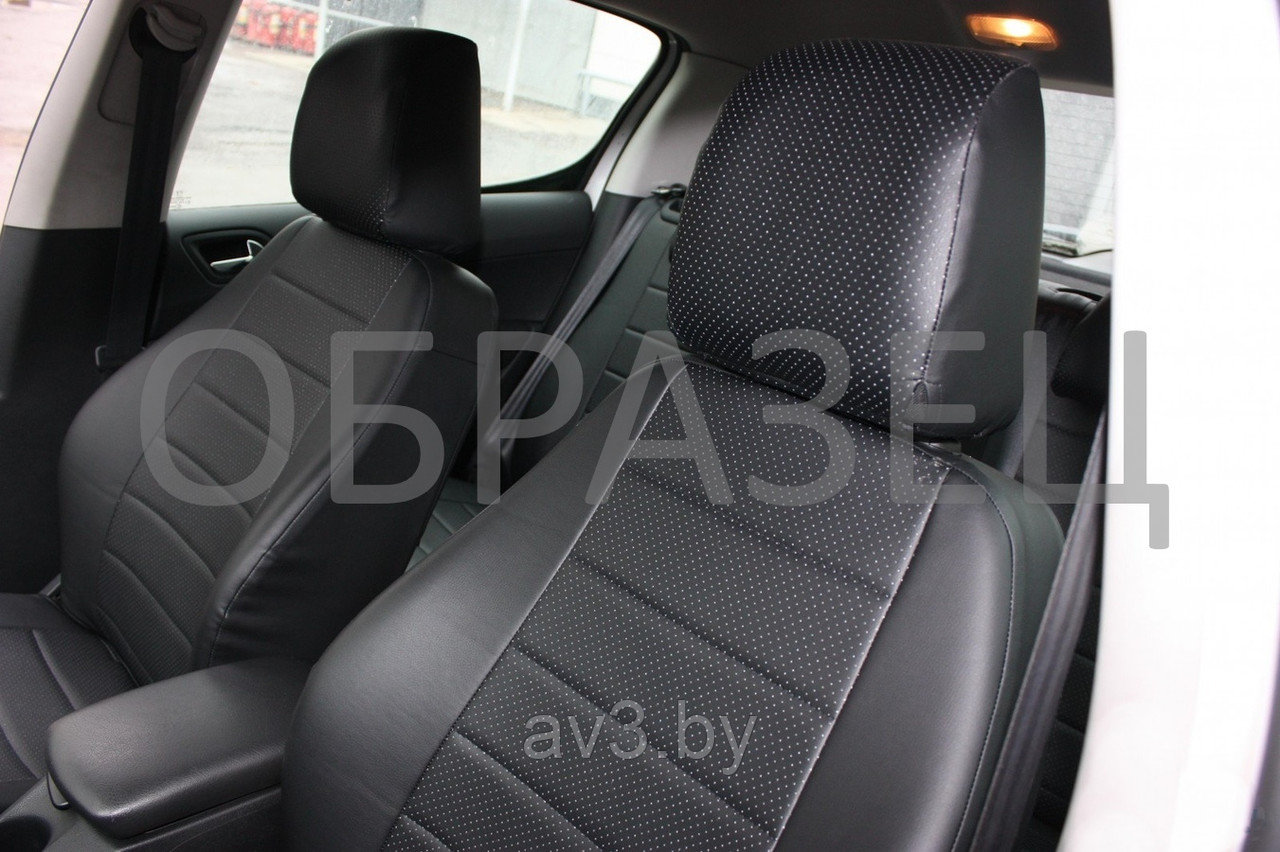 Чехлы на сиденья Nissan Almera G15, 2013-2022, спинка делится, Экокожа, черная - фото 6 - id-p93760082