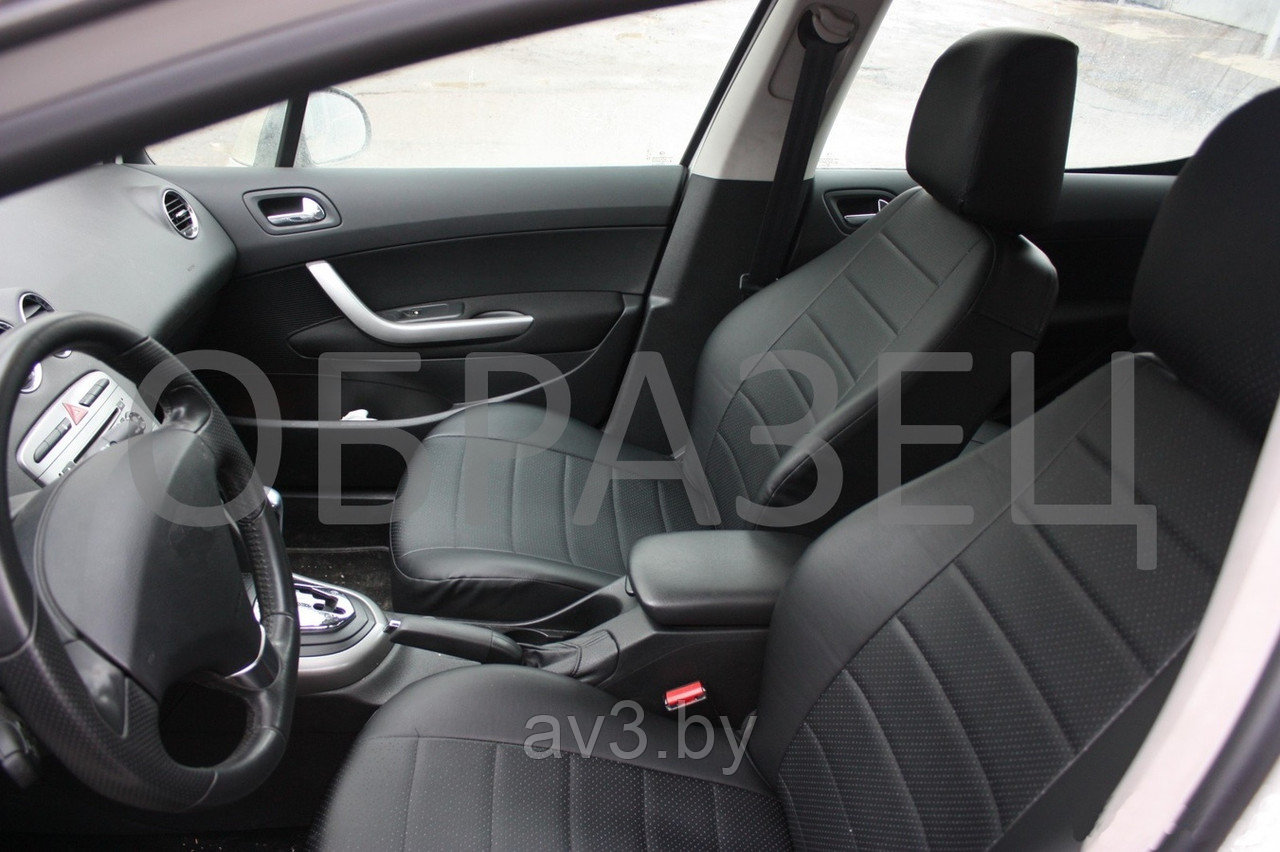 Чехлы на сиденья Renault Logan 2 / Sandero 2 +Stepway, 2014-2022, спинка делится, AirBag, Экокожа, черная - фото 5 - id-p93760095