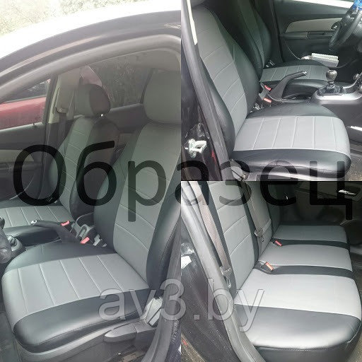 Чехлы на сиденья Volkswagen Passat B6/B7 седан 2005-2015, стандартные сиденья, Экокожа, черная+серая - фото 5 - id-p139970304