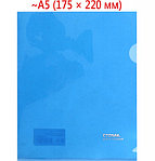Папка-уголок пластиковая «Стамм.» А5 толщина пластика 0,18 мм, прозрачная синяя