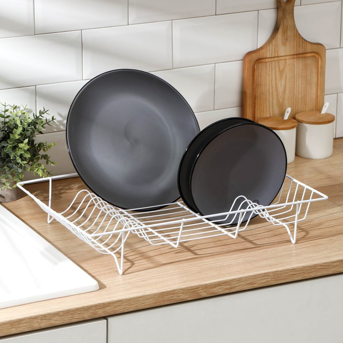 Сушилка для посуды Доляна, 47,5×32×9 см, цвет белый - фото 2 - id-p221676818