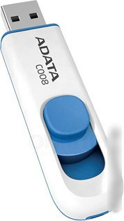 USB Flash A-Data C008 White+Blue 64 Гб (AC008-64G-RWE) - фото 1 - id-p221677423