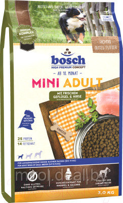 Сухой корм для собак Bosch Petfood Mini Adult Poultry&Spelt - фото 1 - id-p221679954