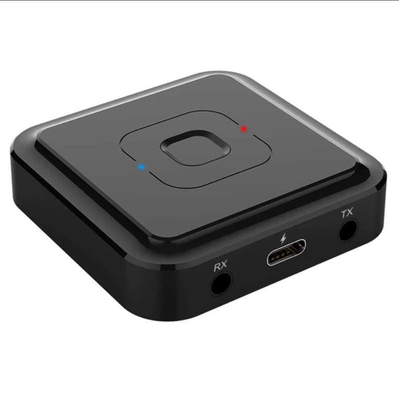 Беспроводной аудио адаптер Bluetooth v5.1 RX/TX приемник-передатчик BT-22 с микрофоном (Handsfree), черный - фото 1 - id-p221681660