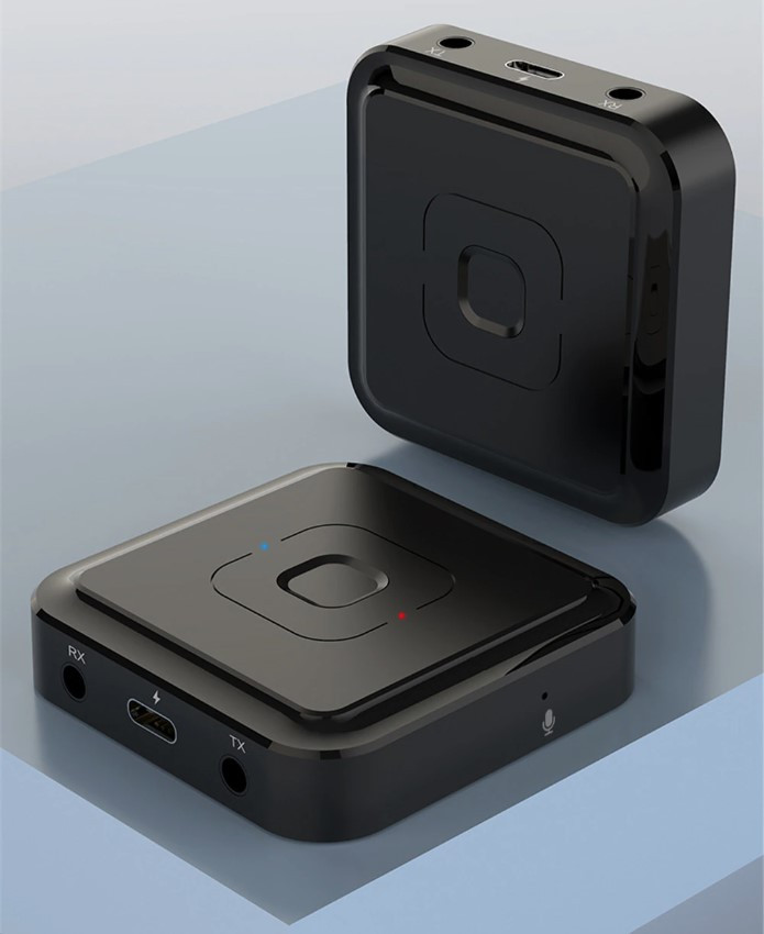 Беспроводной аудио адаптер Bluetooth v5.1 RX/TX приемник-передатчик BT-22 с микрофоном (Handsfree), черный - фото 2 - id-p221681660