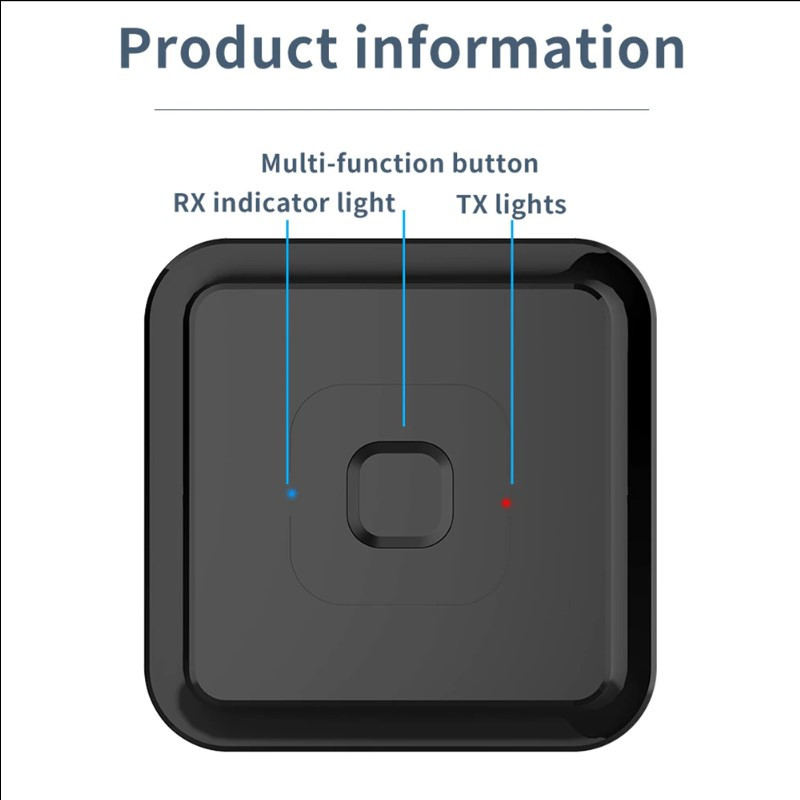 Беспроводной аудио адаптер Bluetooth v5.1 RX/TX приемник-передатчик BT-22 с микрофоном (Handsfree), черный - фото 4 - id-p221681660