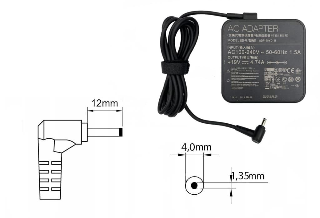 Зарядка (блок питания) для ноутбуков Asus ADP-90AW, AS9019040135FK, 19V 4.74A 90W, штекер 4.0x1.35 мм - фото 1 - id-p221682773