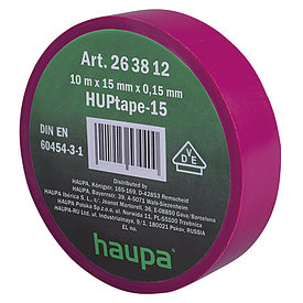 263812 Изолента ПВХ, цвет фиолетовый, шир. 15мм, длина 10 м, d 60 мм (Haupa)