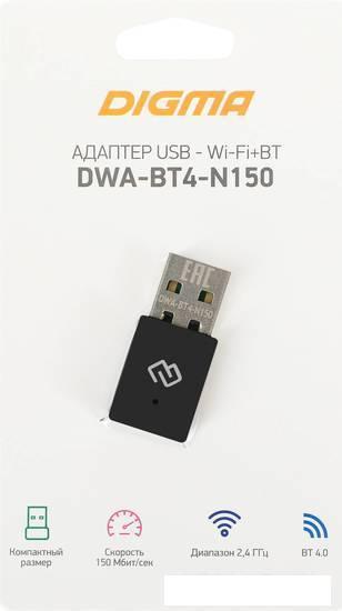 Wi-Fi/Bluetooth адаптер Digma DWA-BT4-N150 - фото 4 - id-p221153311
