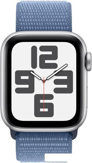 Умные часы Apple Watch SE 2 40 мм (алюминиевый корпус, серебристый/синий шторм, нейлоновый ремешок) - фото 2 - id-p221597330