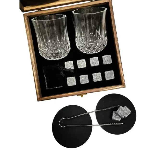 Подарочный набор с камнями для виски в деревянной шкатулке AmiroTrend ABS-203w - фото 3 - id-p221688731