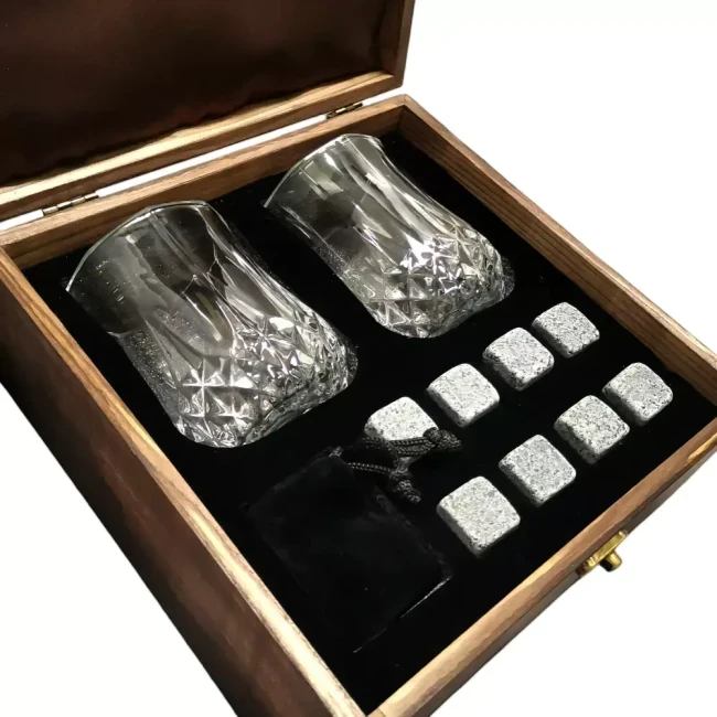 Подарочный набор с камнями для виски в деревянной шкатулке AmiroTrend ABS-203w - фото 4 - id-p221688731