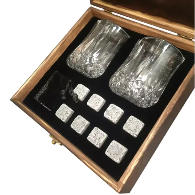 Подарочный набор с камнями для виски в деревянной шкатулке AmiroTrend ABS-203w - фото 5 - id-p221688731