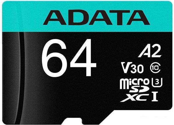 Карта памяти A-Data Premier Pro AUSDX64GUI3V30SA2-RA1 microSDXC 64GB (с адаптером), фото 2