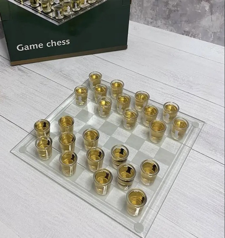 Алко Пьяные шахматы шашки со стеклянными рюмками 24,5см на 24,5см - фото 3 - id-p221688763