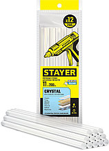 0682-12 STAYER Cristal прозрачные универсальные клеевые стержни, d 11 мм х 200 мм 12 шт. 250 г.