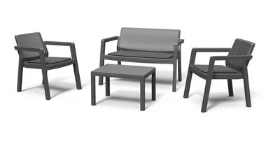 Комплект мебели (2х местный диван, 2 кресла, столик) "Emily 2 seater", б/п, графит - фото 1 - id-p221690691