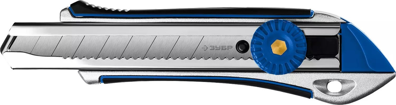 09178_z01 Металлический обрезиненный нож с винтовым фиксатором Титан-В, сегмент. лезвия 18 мм, ЗУБР - фото 1 - id-p221704238