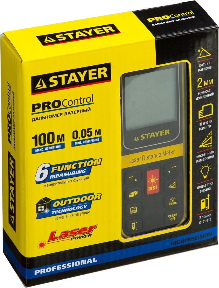 34959 Дальномер PRO-Control лазерный, дальность 100м, точность 2мм, STAYER Professional - фото 3 - id-p221702215
