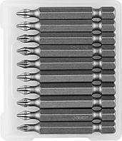 26001-1-50-10 Биты ЗУБР ''МАСТЕР'' кованые, хромомолибденовая сталь, тип хвостовика E 1/4'', PH1, 50мм, 10шт