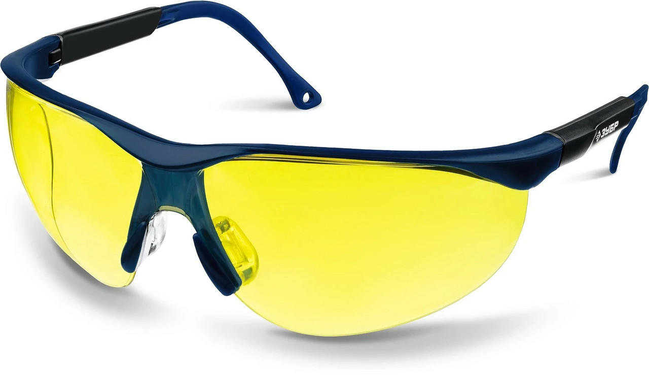 110321_z02 Защитные жёлтые очки ЗУБР ПРОГРЕСС линза устойчива к царапинам и запотеванию, открытого типа - фото 1 - id-p221695341