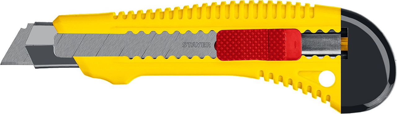 0913_z01 Нож упрочненный с метал. направляющей и сдвижным фиксатором FORCE-M, сегмент. лезвия 18 мм, STAYER - фото 1 - id-p221704262