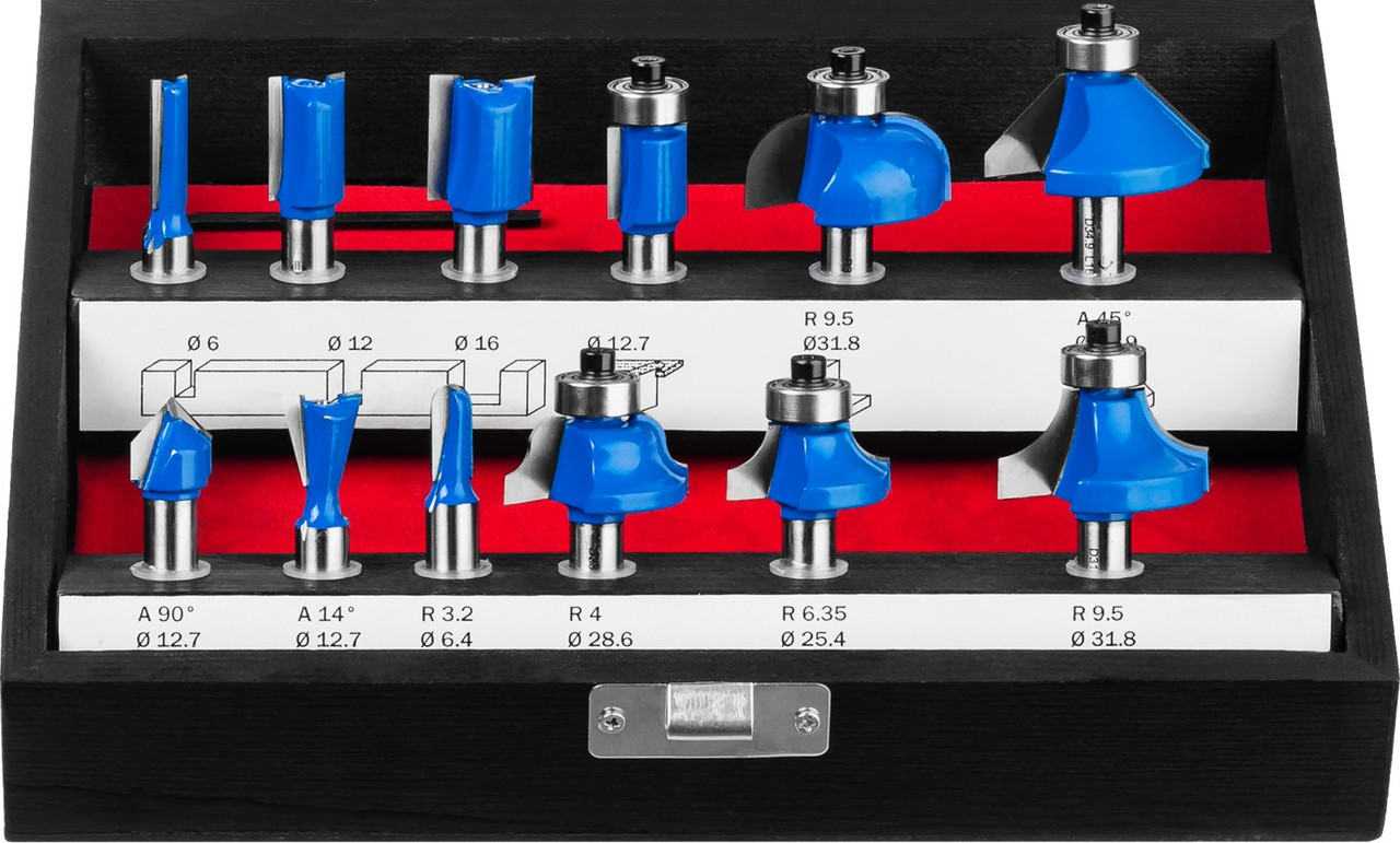 28796-H12 Набор профильных фрез по дереву ЗУБР ''ПРОФЕССИОНАЛ'', 12 шт - фото 1 - id-p221701263