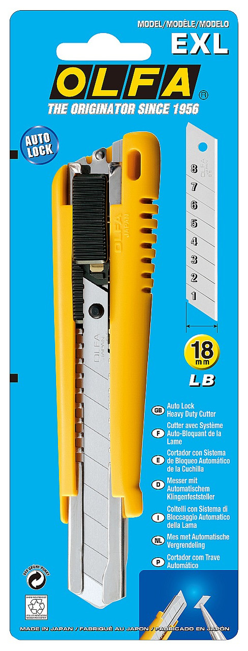 OL-EXL Нож OLFA с выдвижным лезвием, с автофиксатором, 18мм - фото 2 - id-p221704281