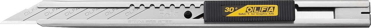 OL-SAC-1 Нож OLFA для графических работ, корпус из нержавеющей стали, 9мм - фото 1 - id-p221704290