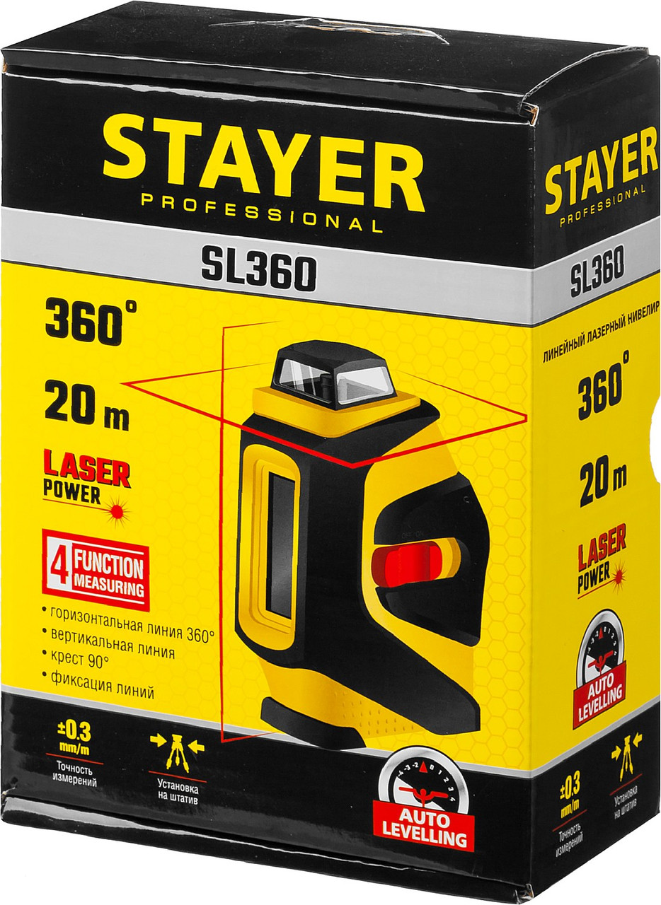 34962 STAYER SL360 нивелир лазерный, 20м, крест + 360°, точн. +/-0,3 мм/м, сумка - фото 10 - id-p221702296